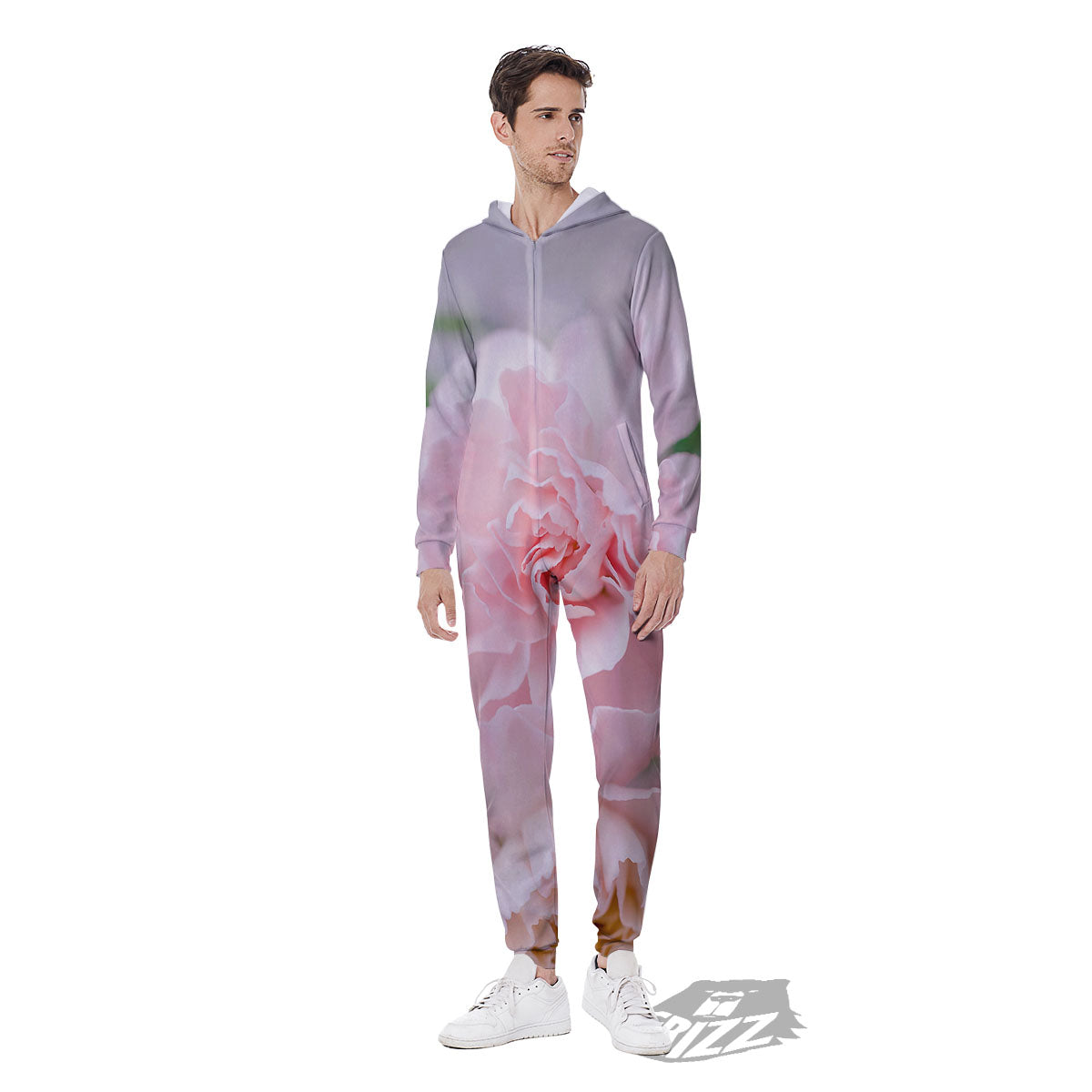 Carnation Flower Pink Print Men's Jumpsuit-grizzshop