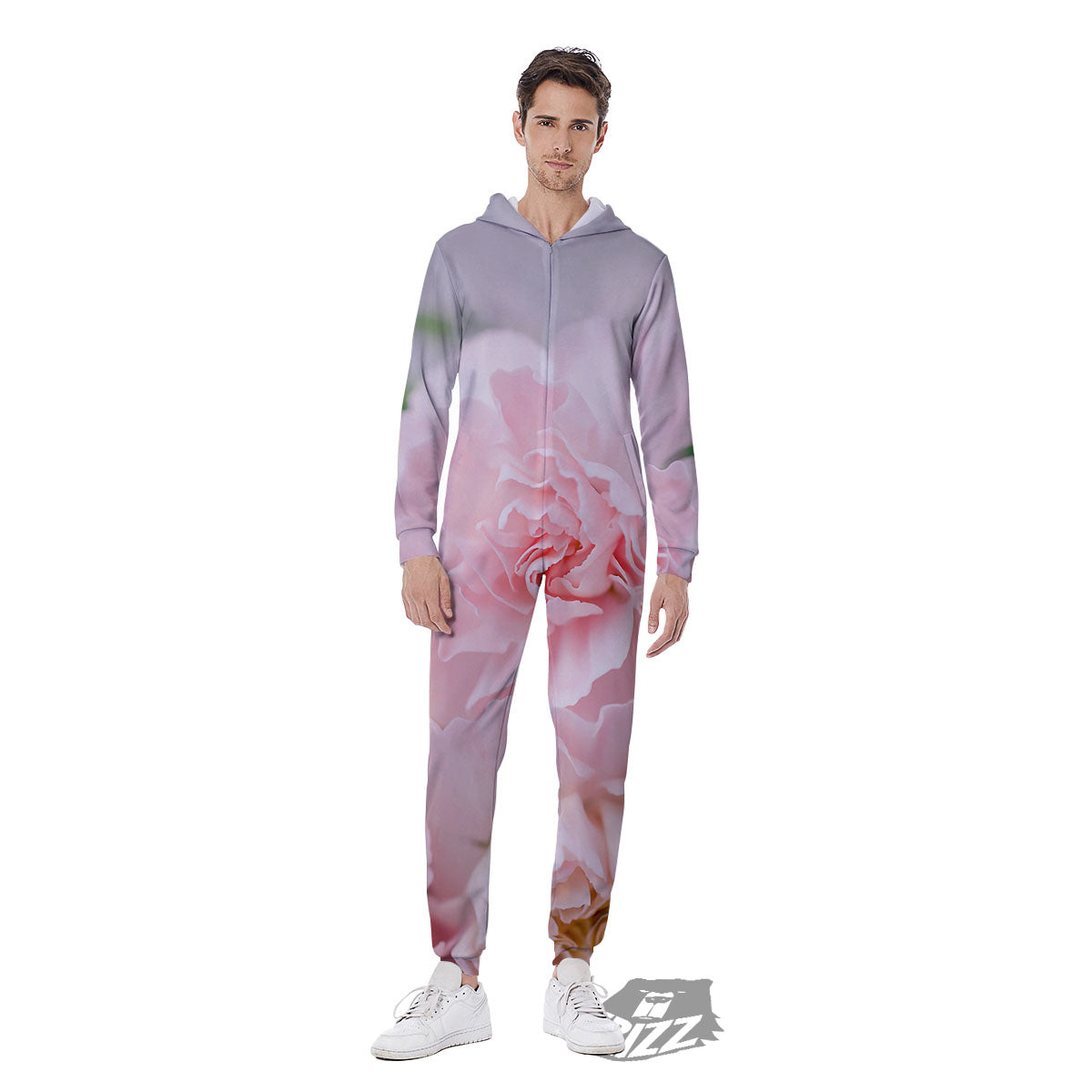 Carnation Flower Pink Print Men's Jumpsuit-grizzshop
