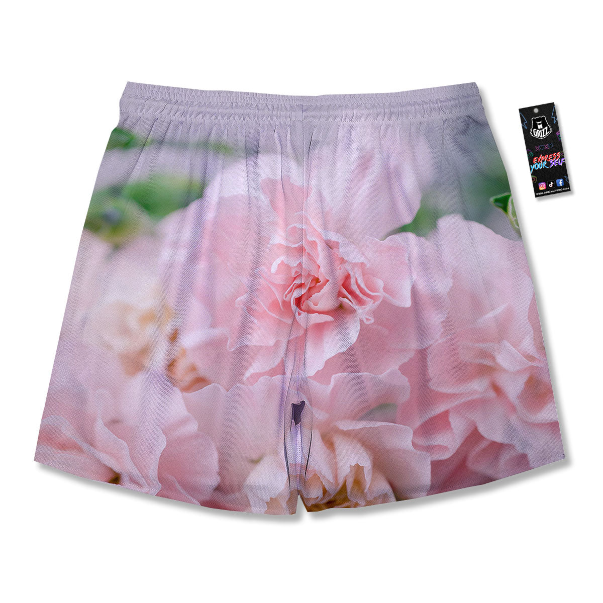 Carnation Flower Pink Print Men's Running Shorts-grizzshop
