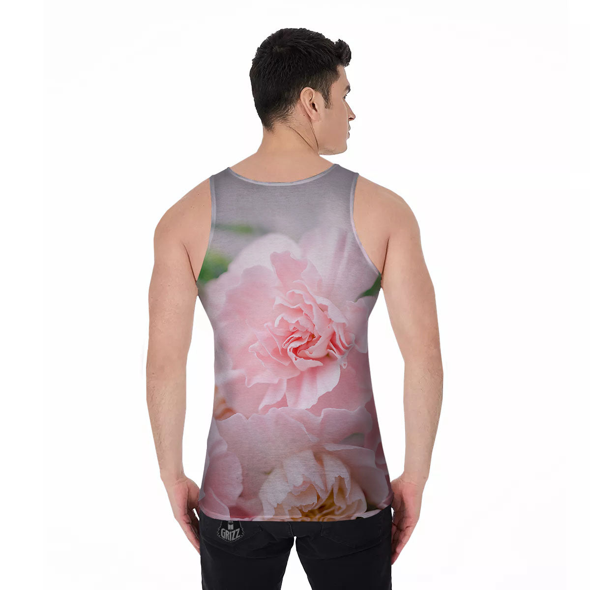 Carnation Flower Pink Print Men's Tank Top-grizzshop