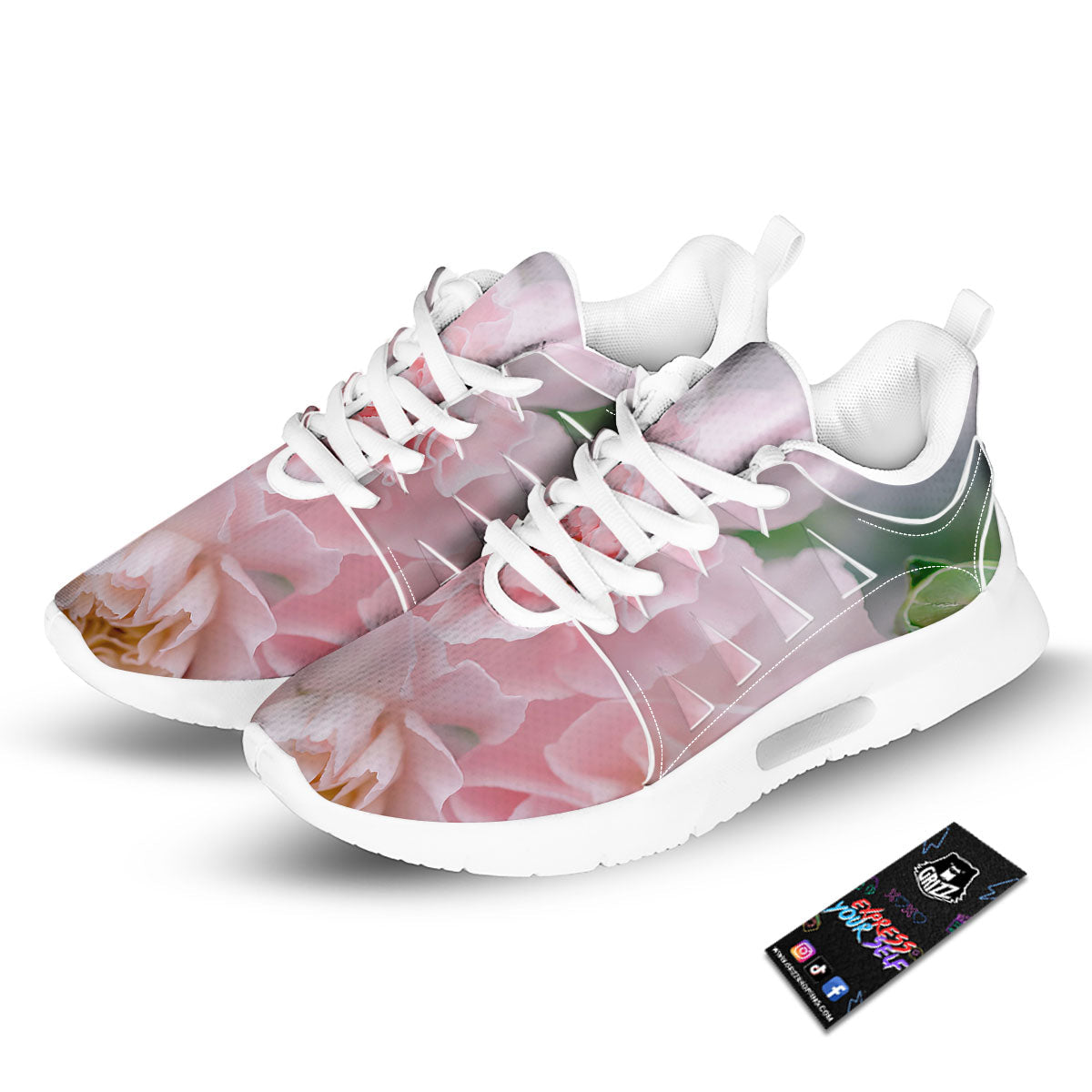 Carnation Flower Pink Print Tennis Shoes-grizzshop