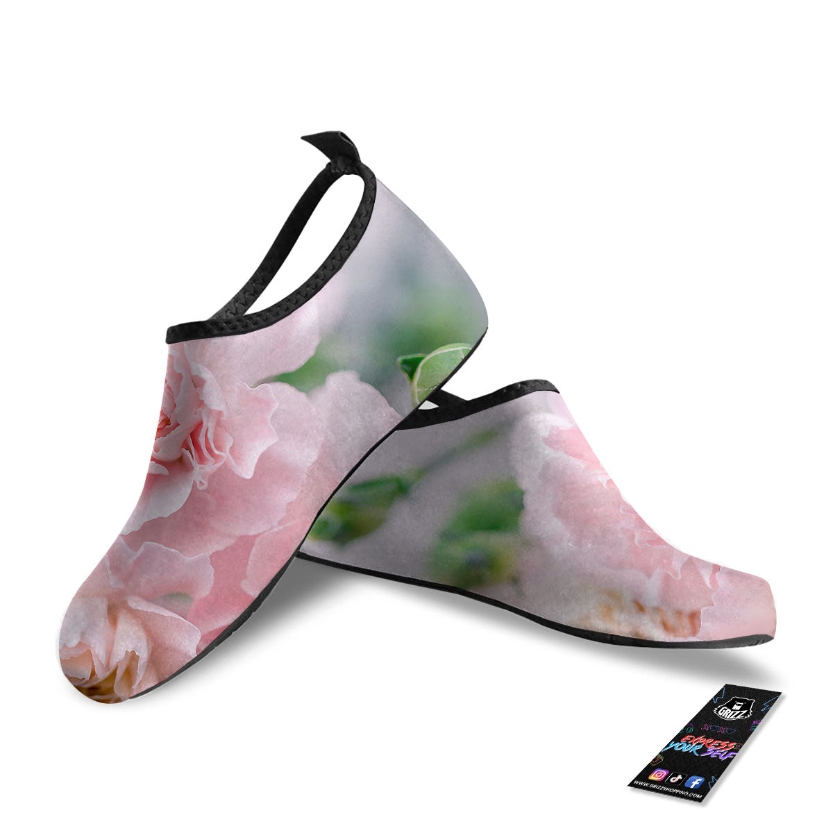 Carnation Flower Pink Print Water Shoes-grizzshop