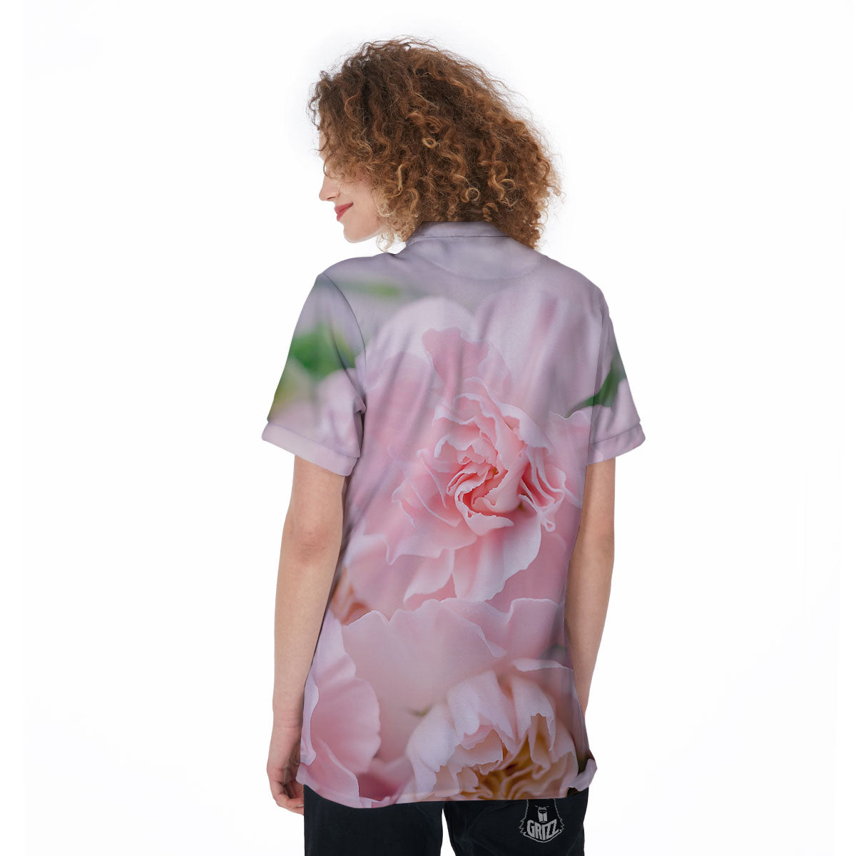 Carnation Flower Pink Print Women's Golf Shirts-grizzshop