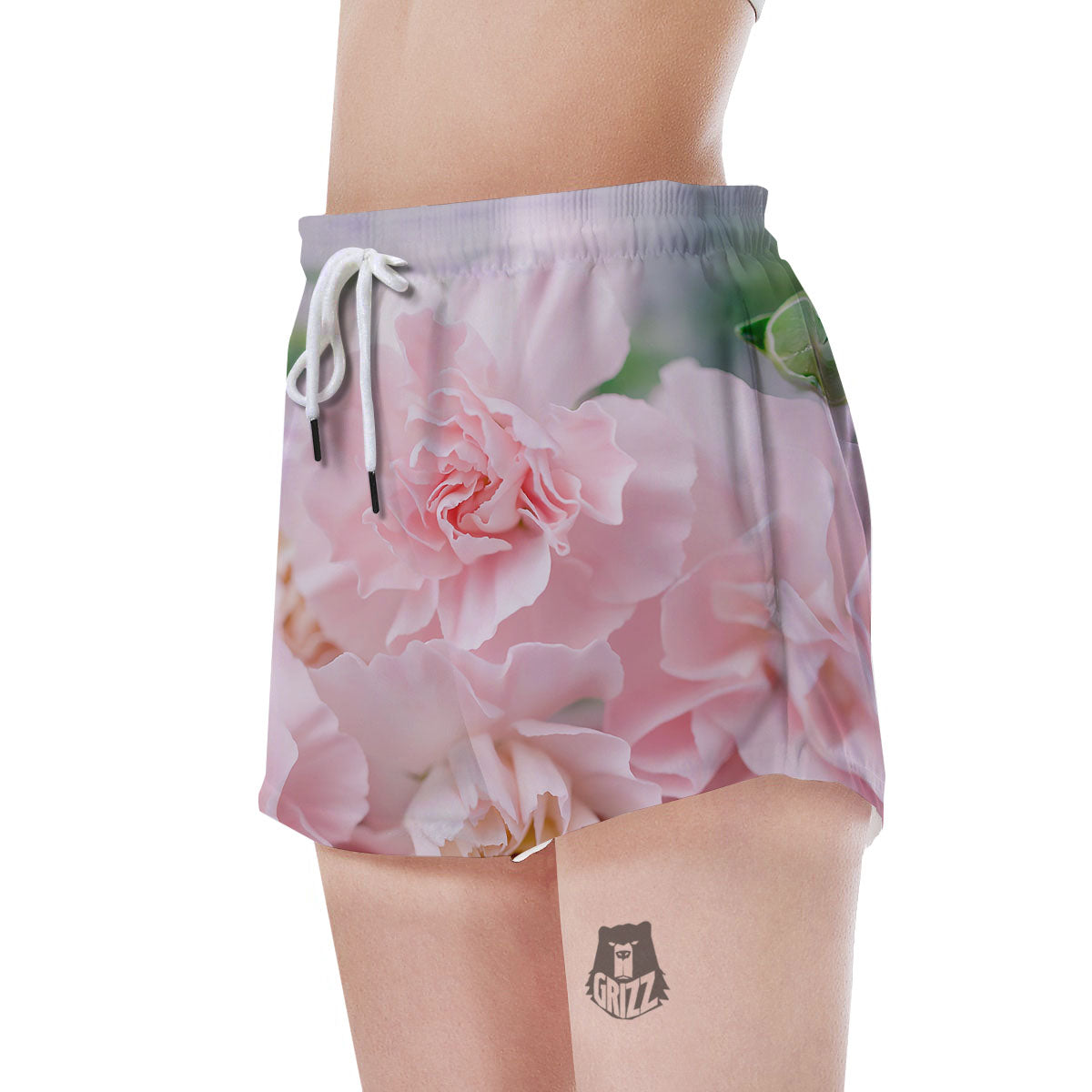 Carnation Flower Pink Print Women's Shorts-grizzshop