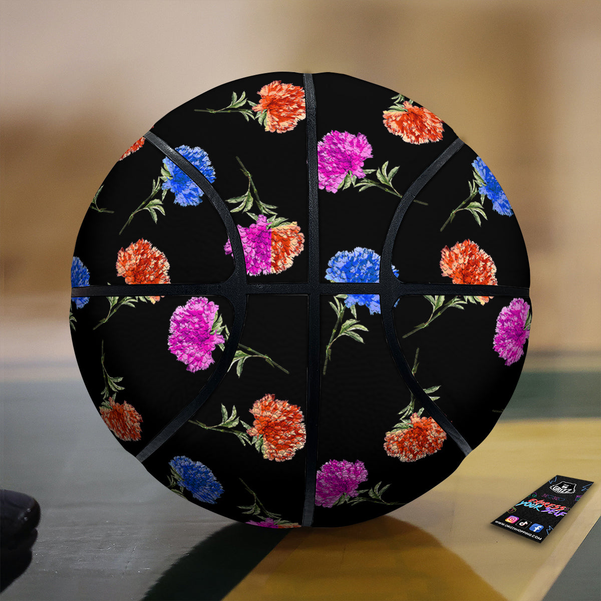 Carnation Watercolor Print Pattern Basketball