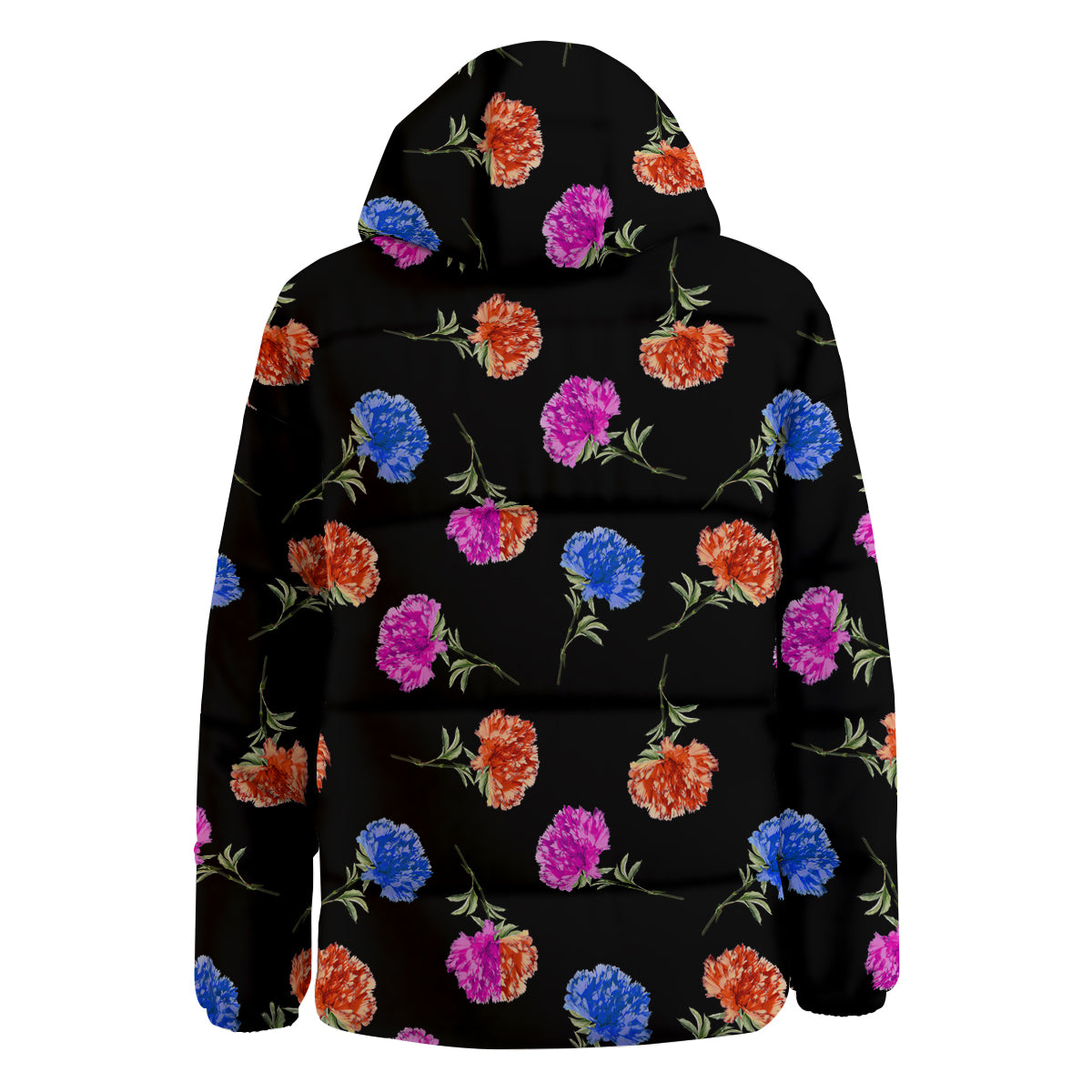 Carnation Watercolor Print Pattern Down Jacket-grizzshop