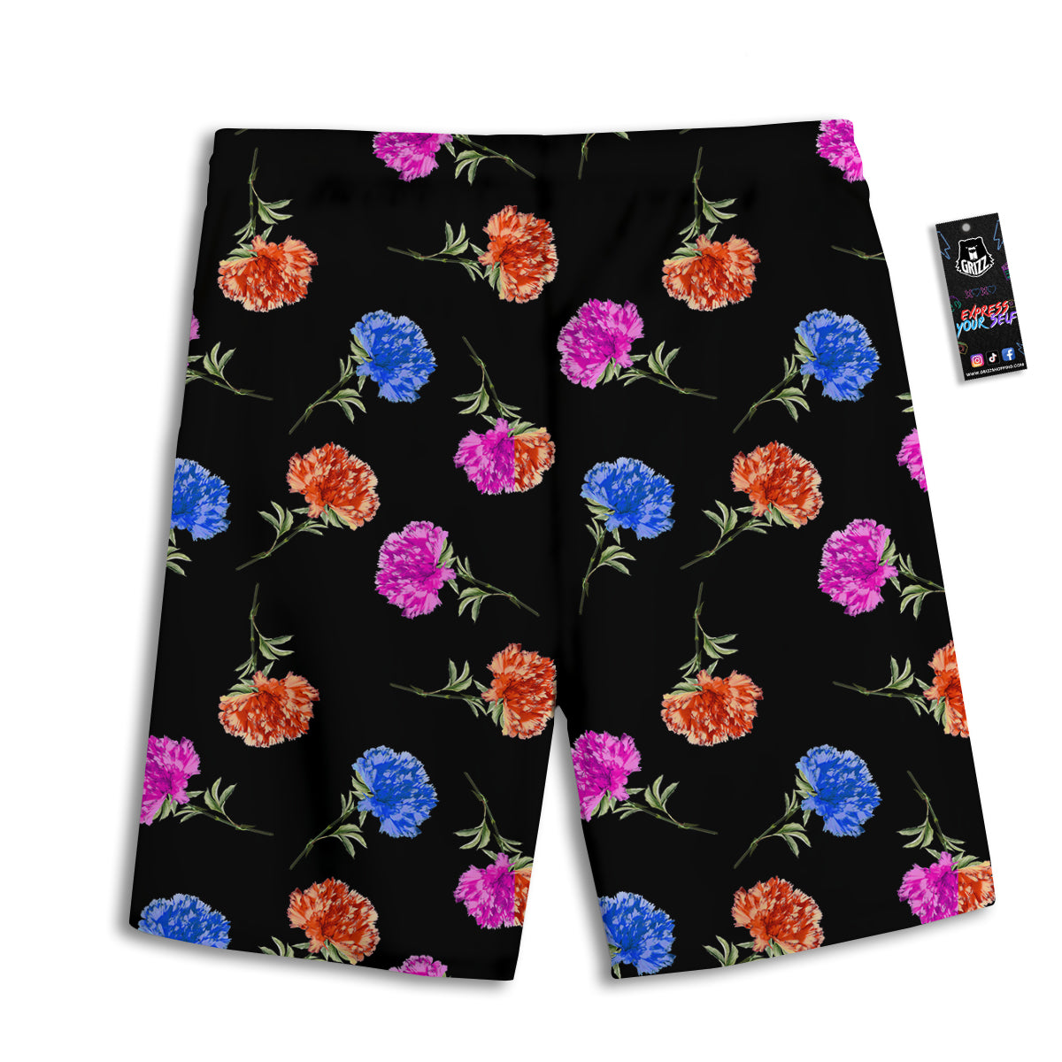Carnation Watercolor Print Pattern Men's Athletic Shorts