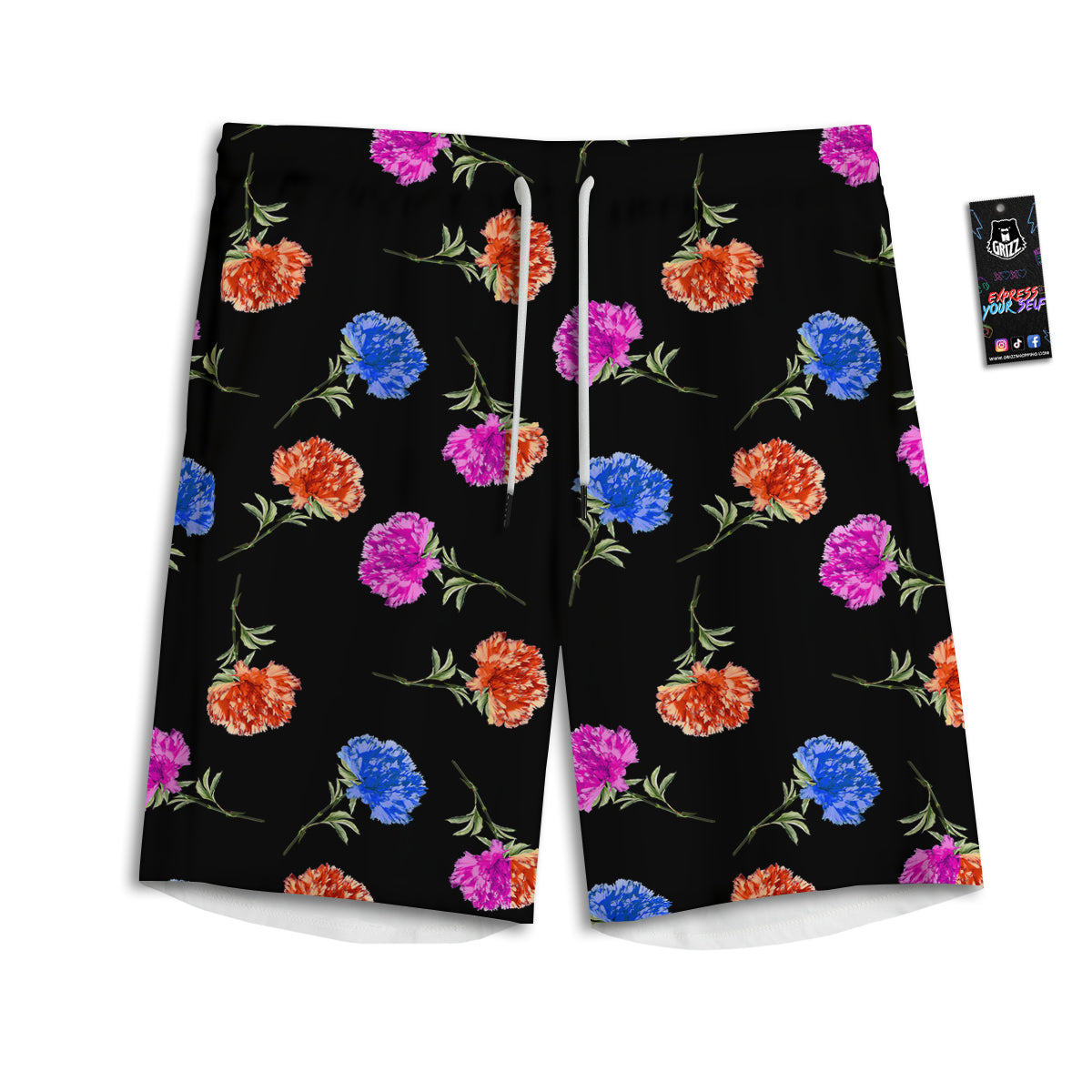 Carnation Watercolor Print Pattern Men's Athletic Shorts