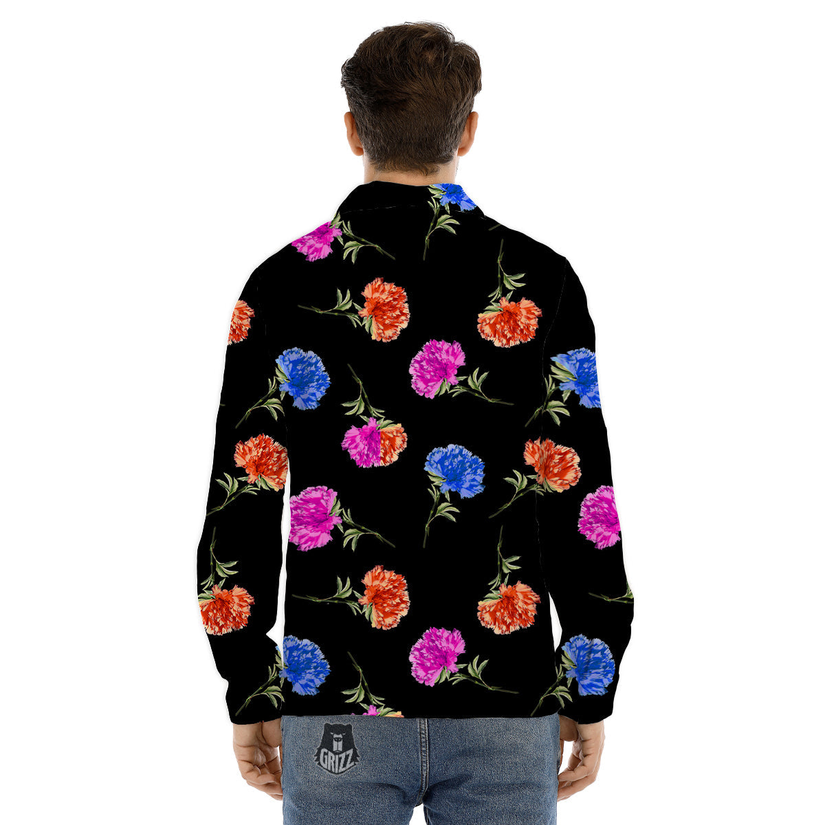 Carnation Watercolor Print Pattern Men's Dress Shirts-grizzshop