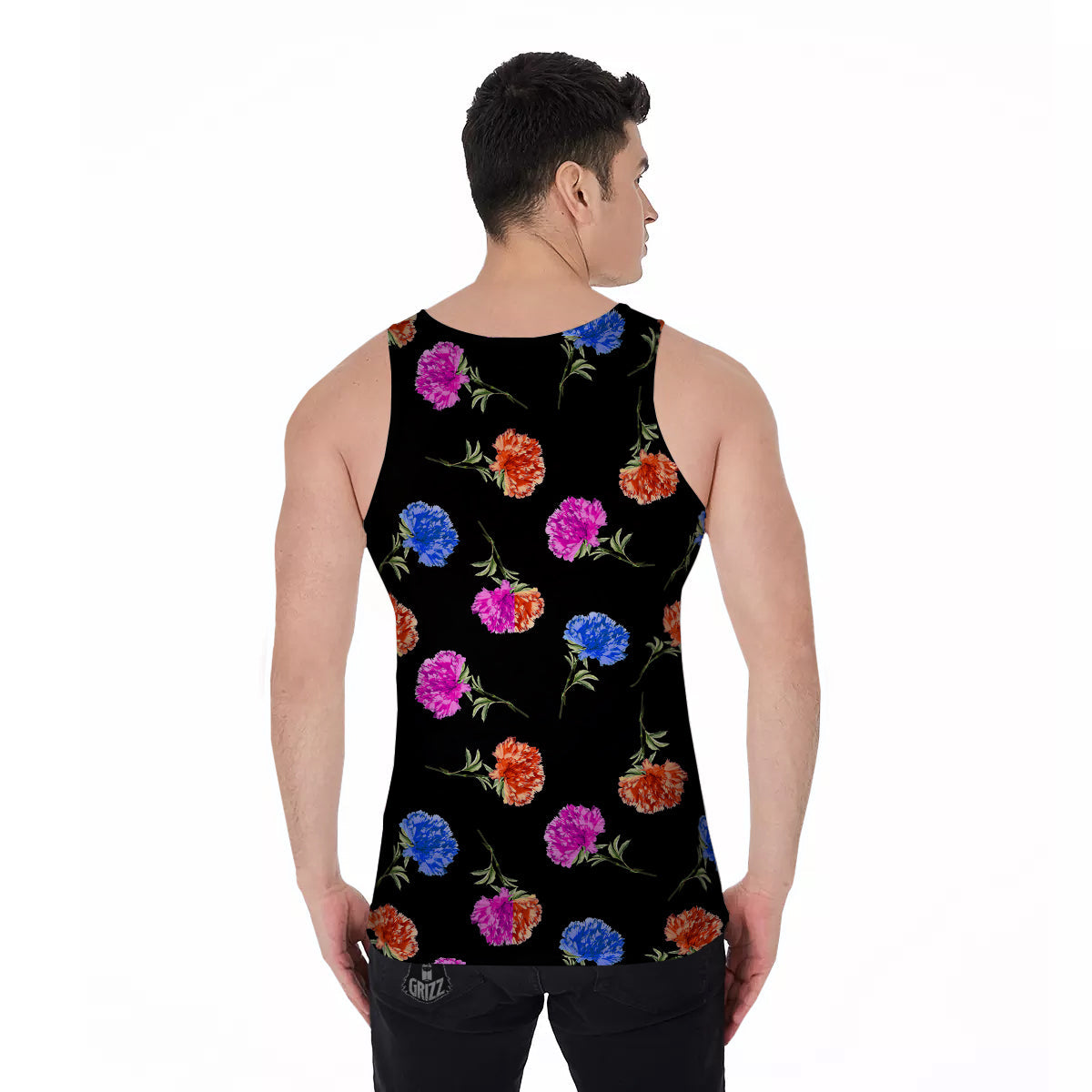 Carnation Watercolor Print Pattern Men's Tank Top-grizzshop