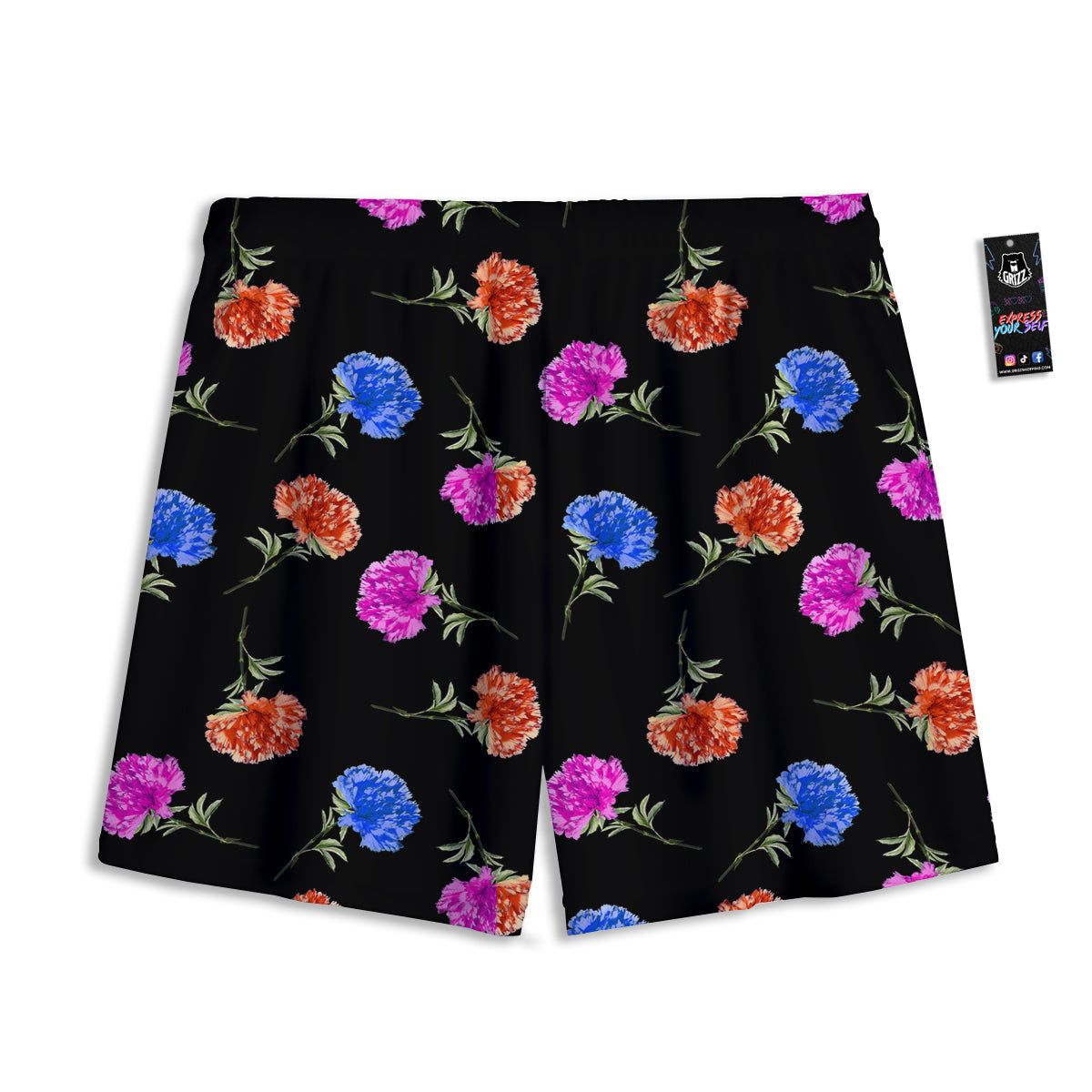 Carnation Watercolor Print Pattern Mesh Shorts