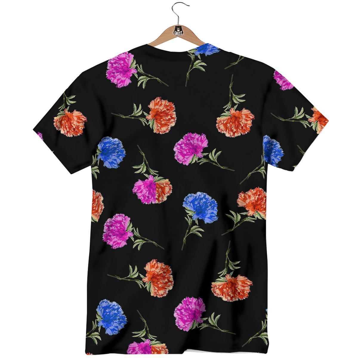 Carnation Watercolor Print Pattern T-Shirt-grizzshop