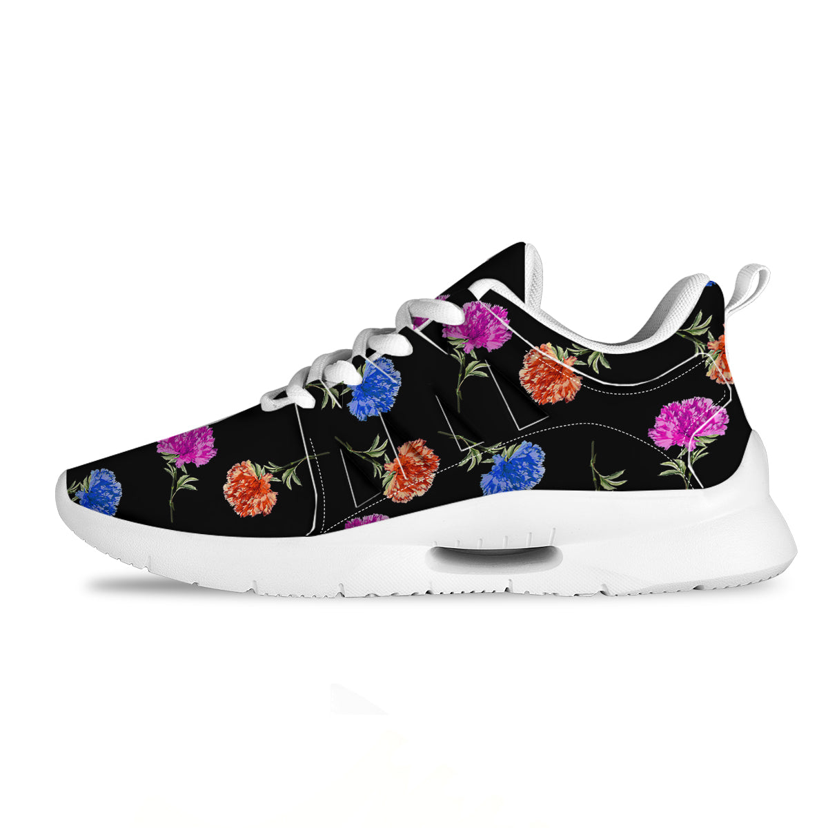 Carnation Watercolor Print Pattern Tennis Shoes-grizzshop