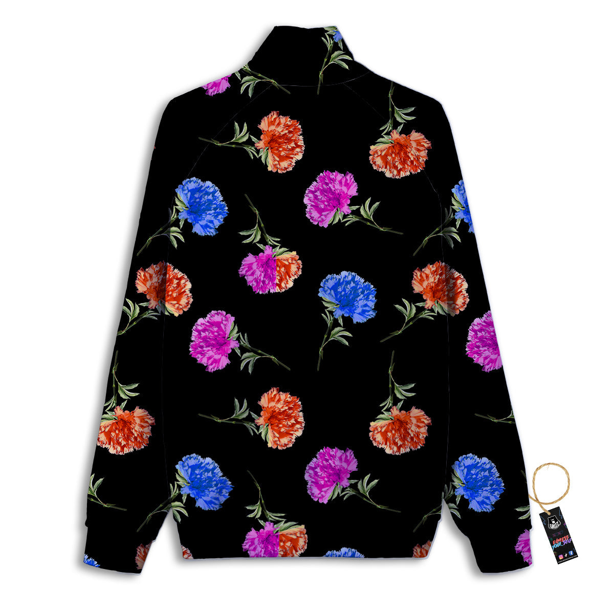 Carnation Watercolor Print Pattern Track Jacket-grizzshop