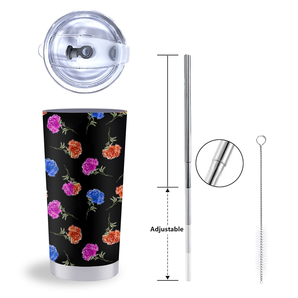 Carnation Watercolor Print Pattern Tumbler-grizzshop