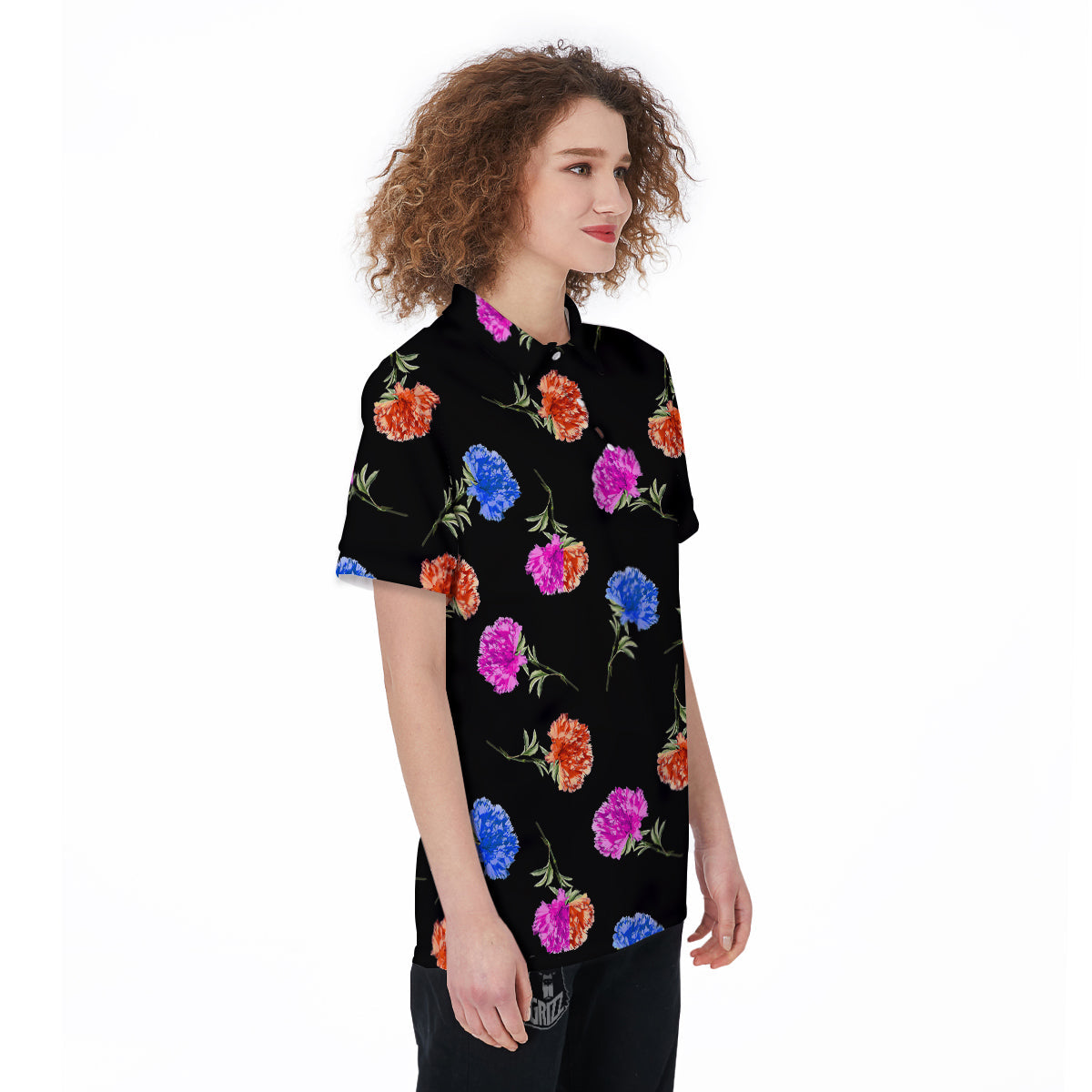 Carnation Watercolor Print Pattern Women's Golf Shirts-grizzshop