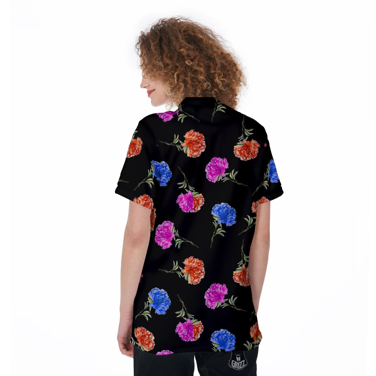 Carnation Watercolor Print Pattern Women's Golf Shirts-grizzshop