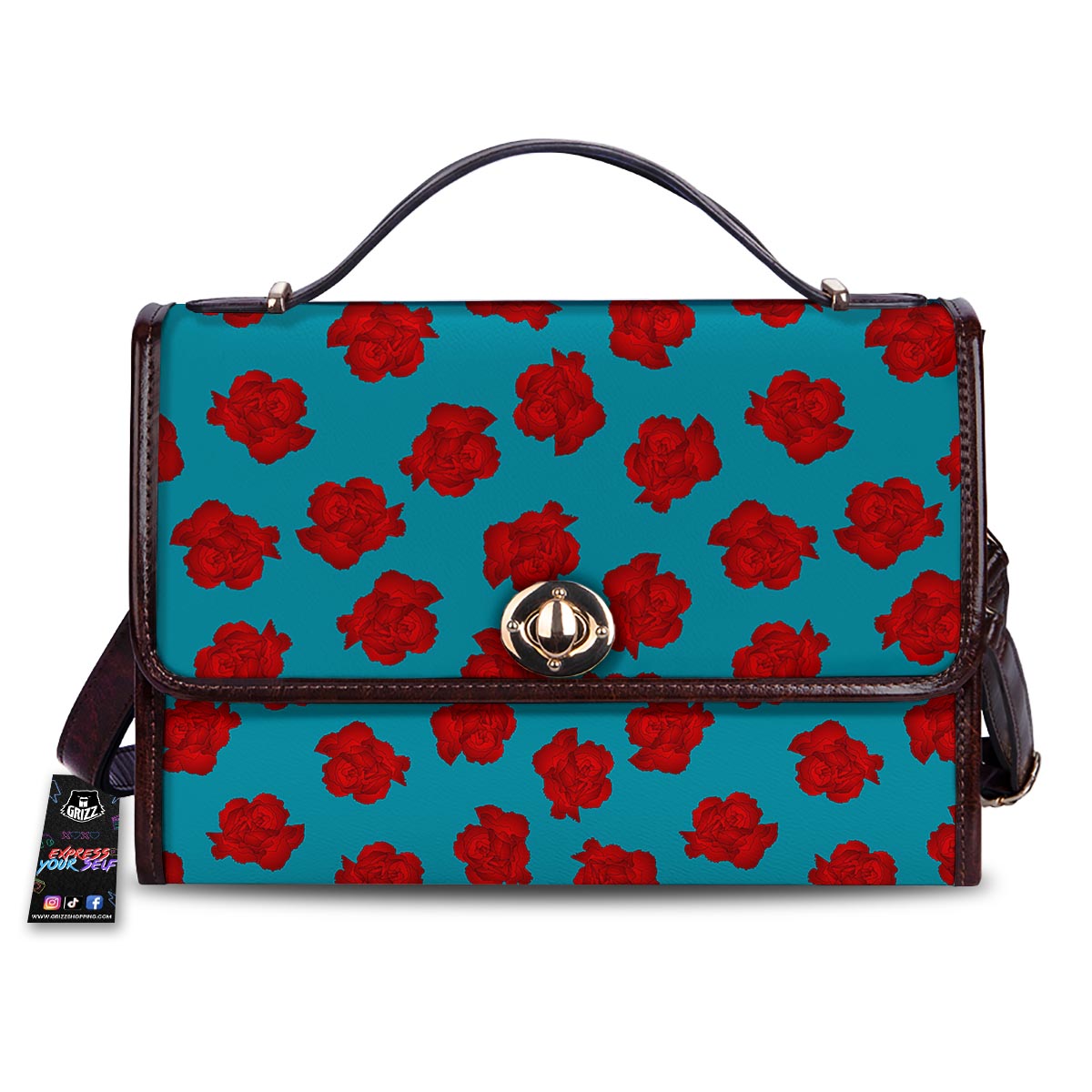 Carnation Blue And Red Print Pattern Women's Satchel Bag