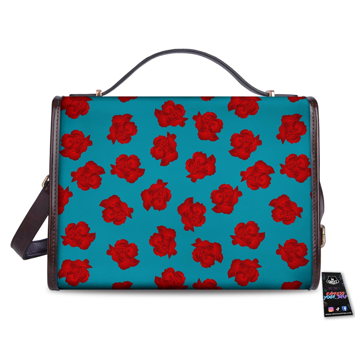 Carnation Blue And Red Print Pattern Women's Satchel Bag
