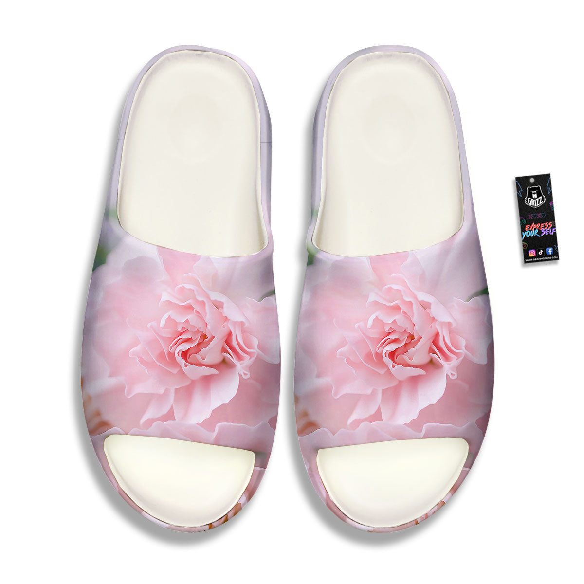 Carnation Flower Pink Print Sandals-grizzshop