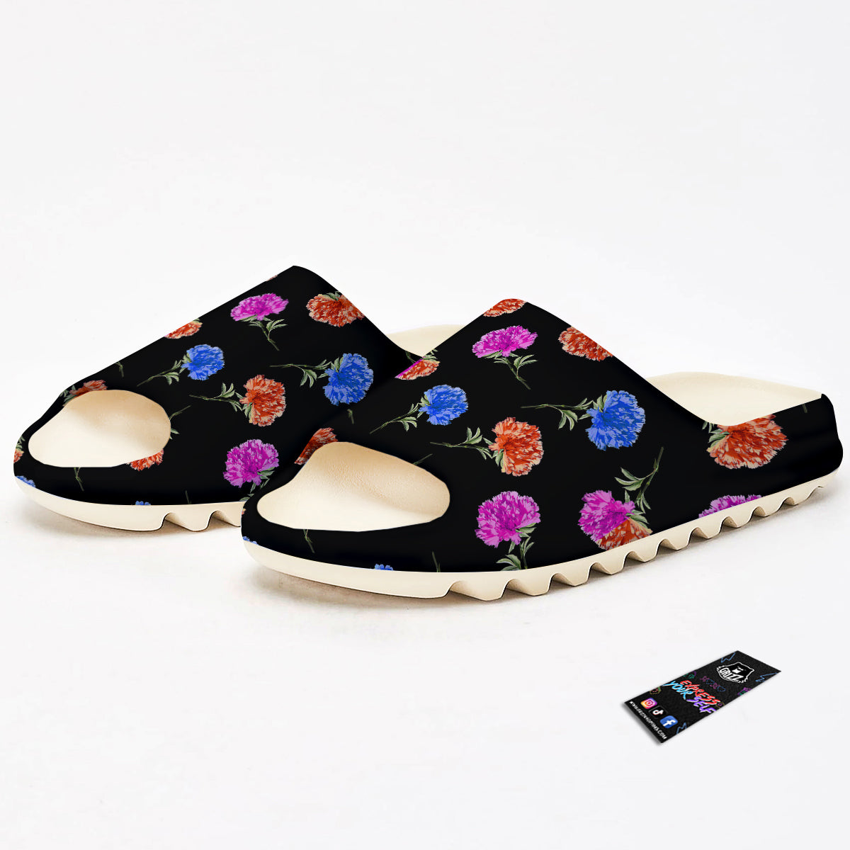Carnation Watercolor Print Pattern Sandals-grizzshop