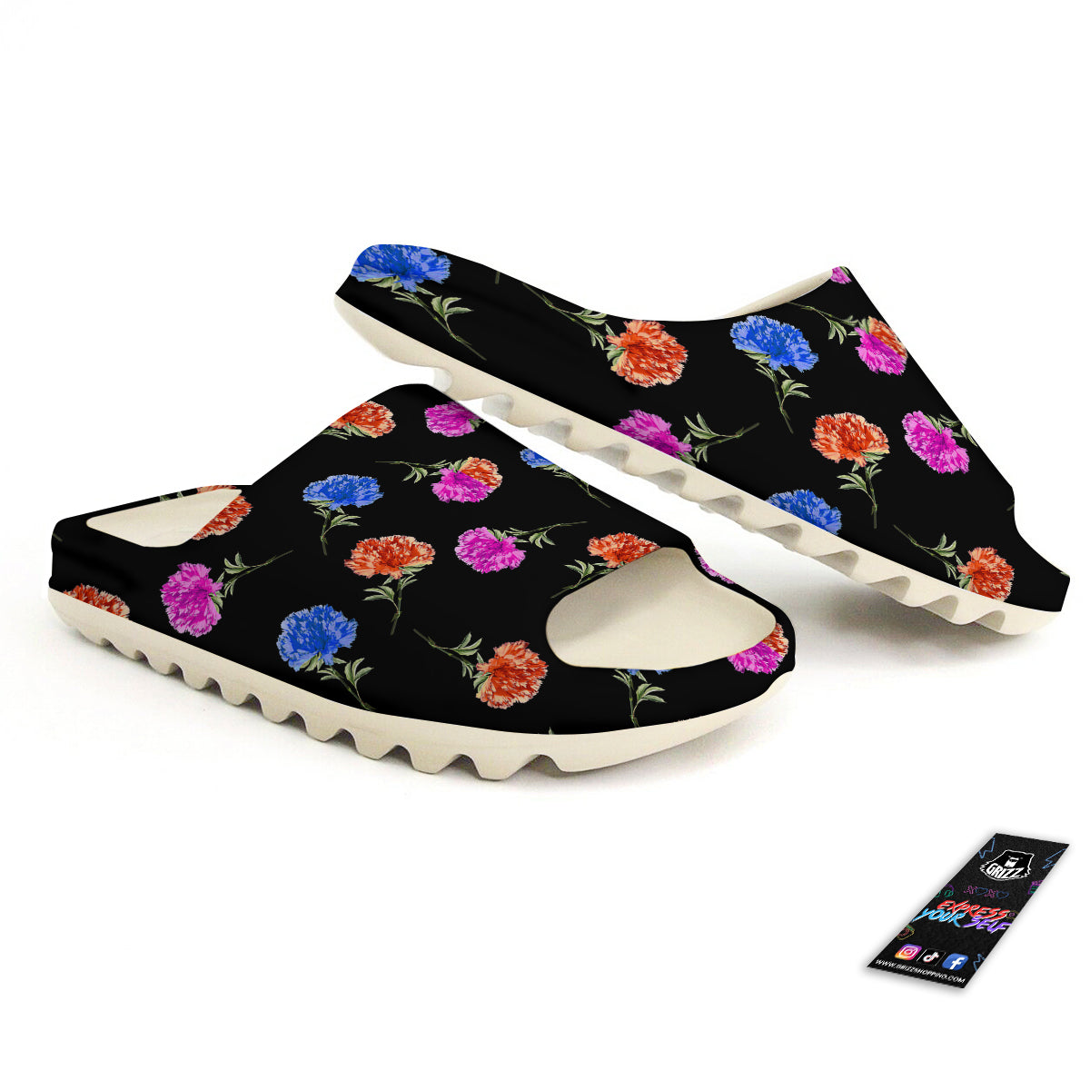 Carnation Watercolor Print Pattern Sandals-grizzshop