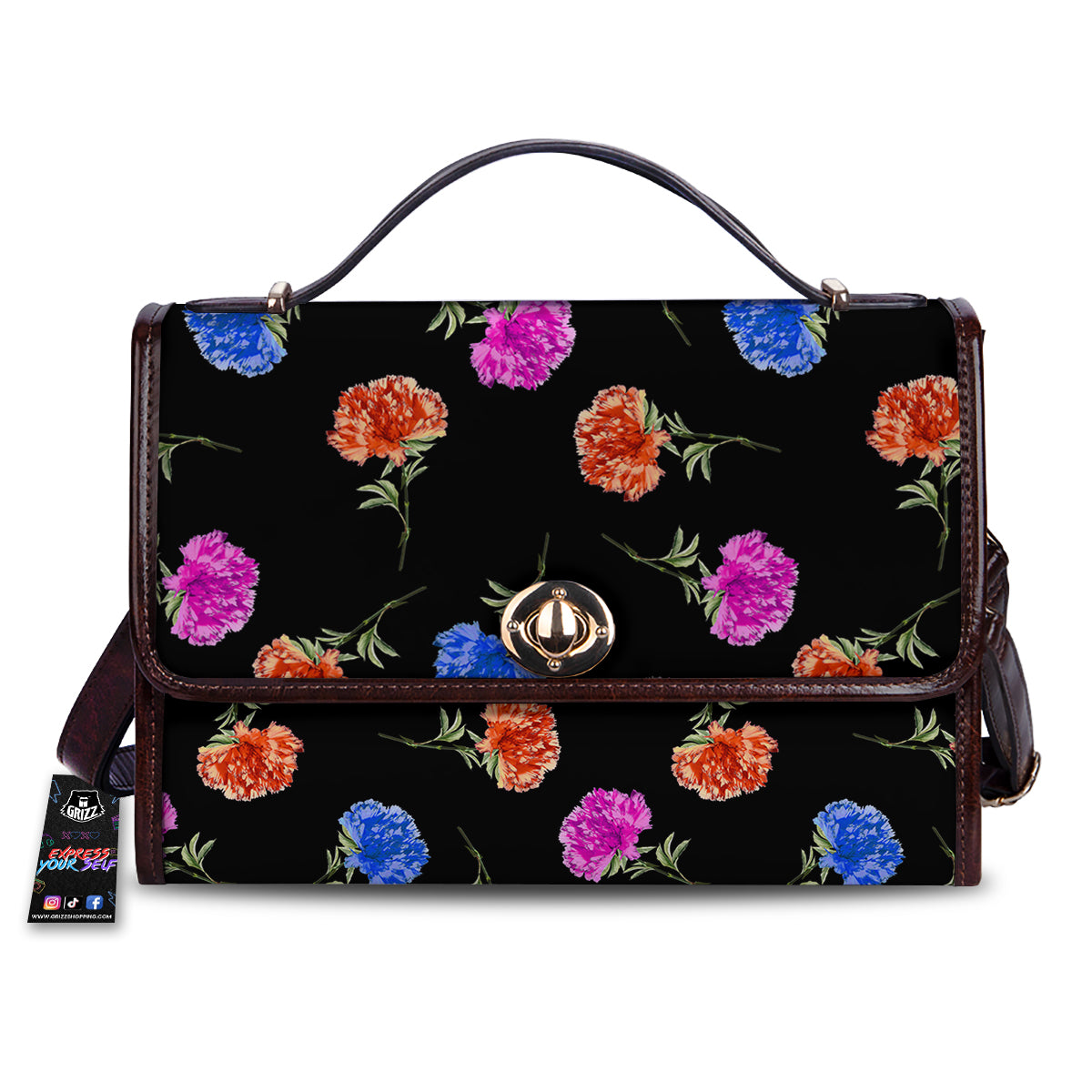 Carnation Watercolor Print Pattern Women's Satchel Bag