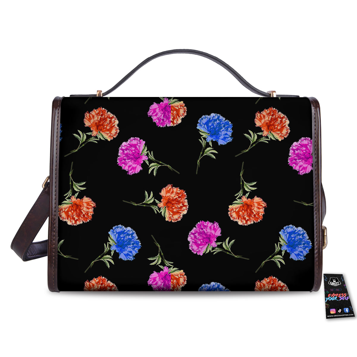 Carnation Watercolor Print Pattern Women's Satchel Bag