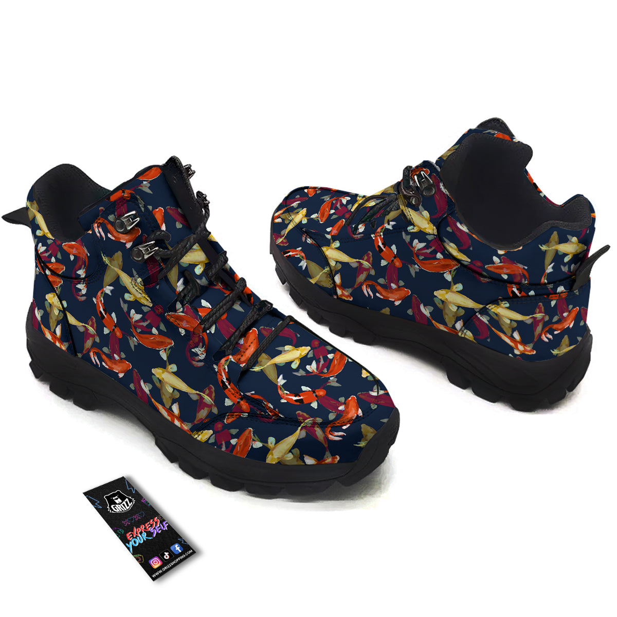 Carp Fish Koi Watercolor Print Pattern Hiking Shoes-grizzshop