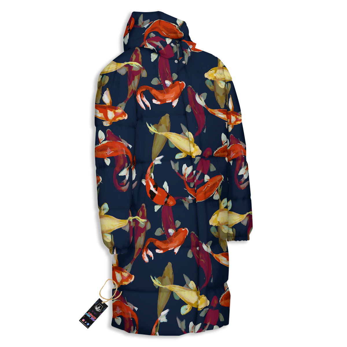 Carp Fish Koi Watercolor Print Pattern Long Down Jacket-grizzshop
