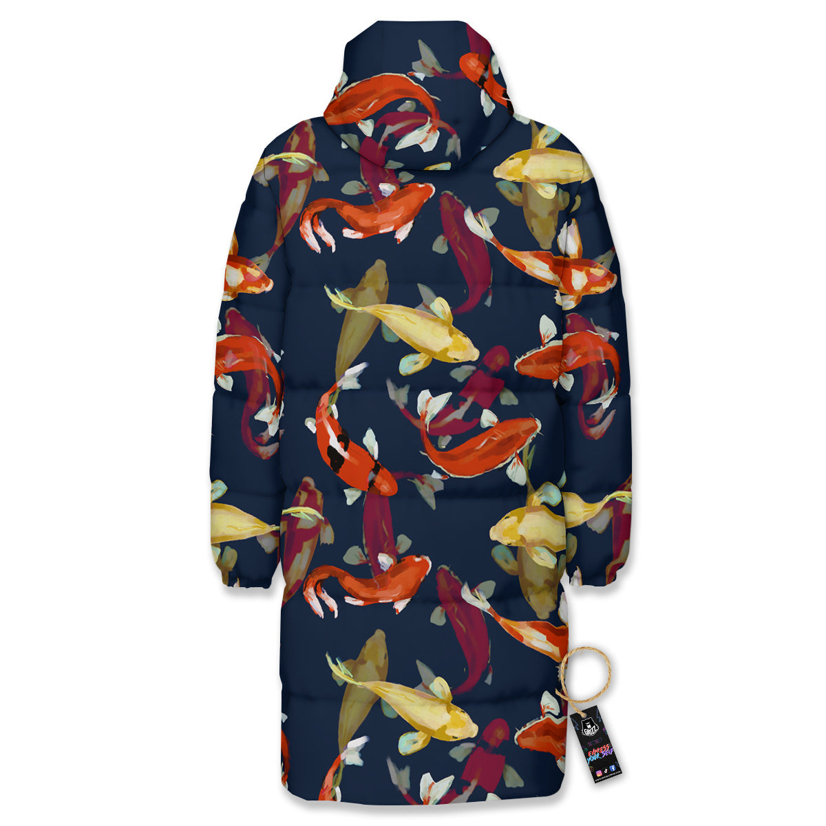 Carp Fish Koi Watercolor Print Pattern Long Down Jacket-grizzshop