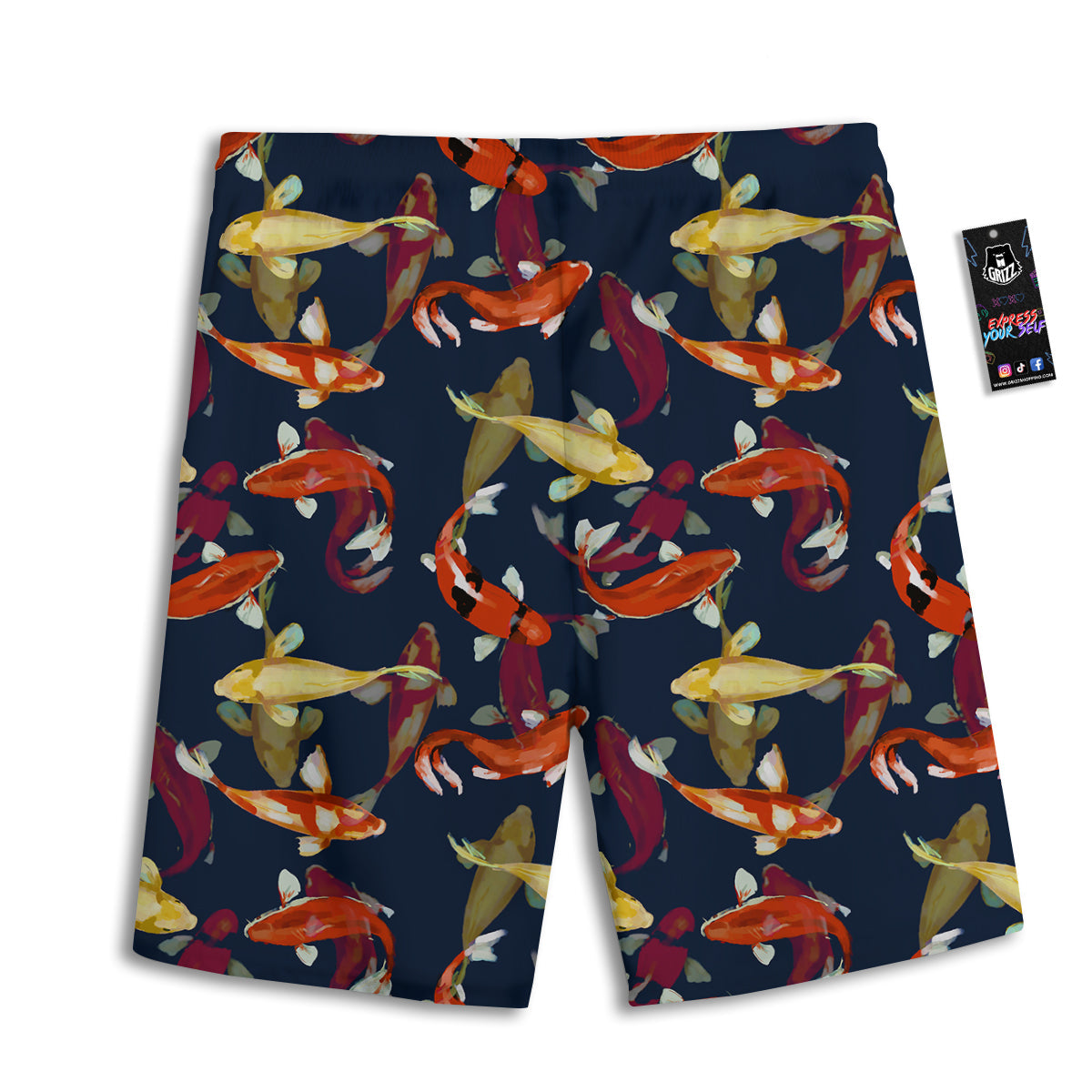 Carp Fish Koi Watercolor Print Pattern Men's Athletic Shorts