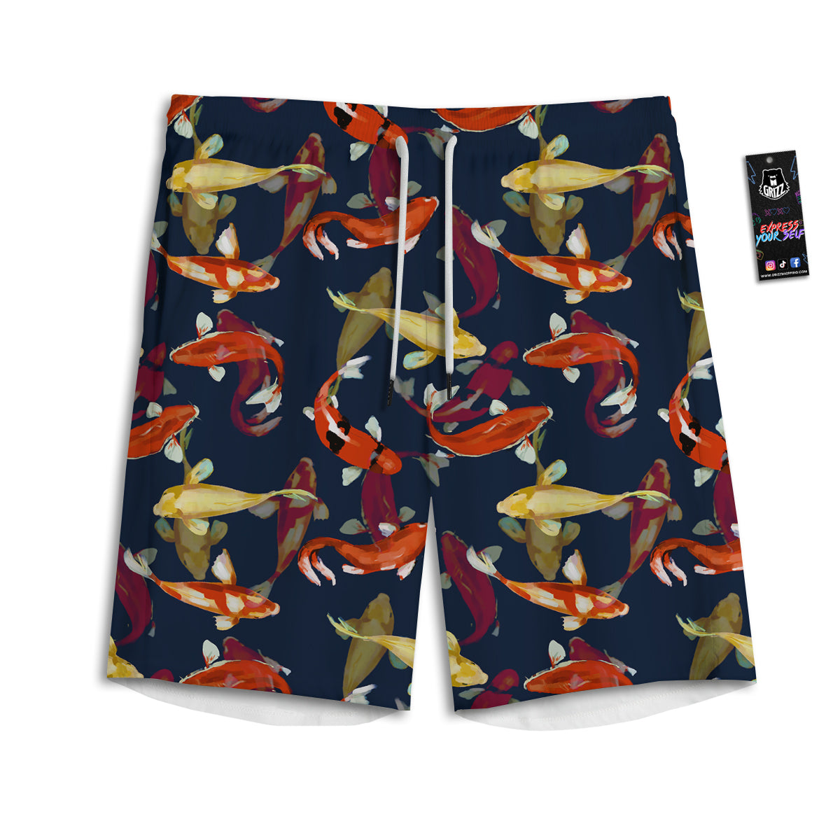 Carp Fish Koi Watercolor Print Pattern Men's Athletic Shorts