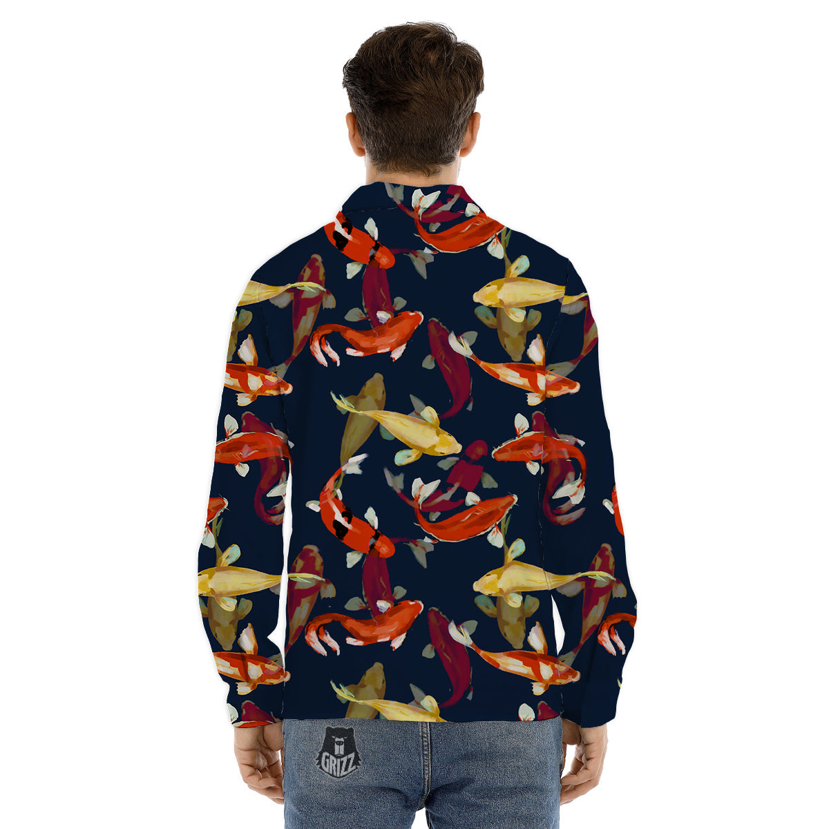 Carp Fish Koi Watercolor Print Pattern Men's Dress Shirts-grizzshop