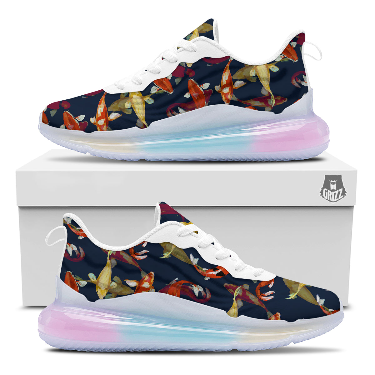 Carp Fish Koi Watercolor Print Pattern Running Sneakers-grizzshop