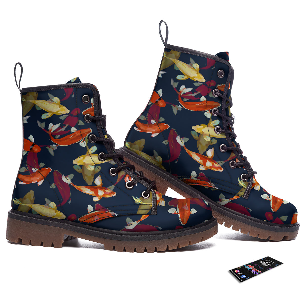 Carp Fish Koi Watercolor Print Pattern Work Boots-grizzshop