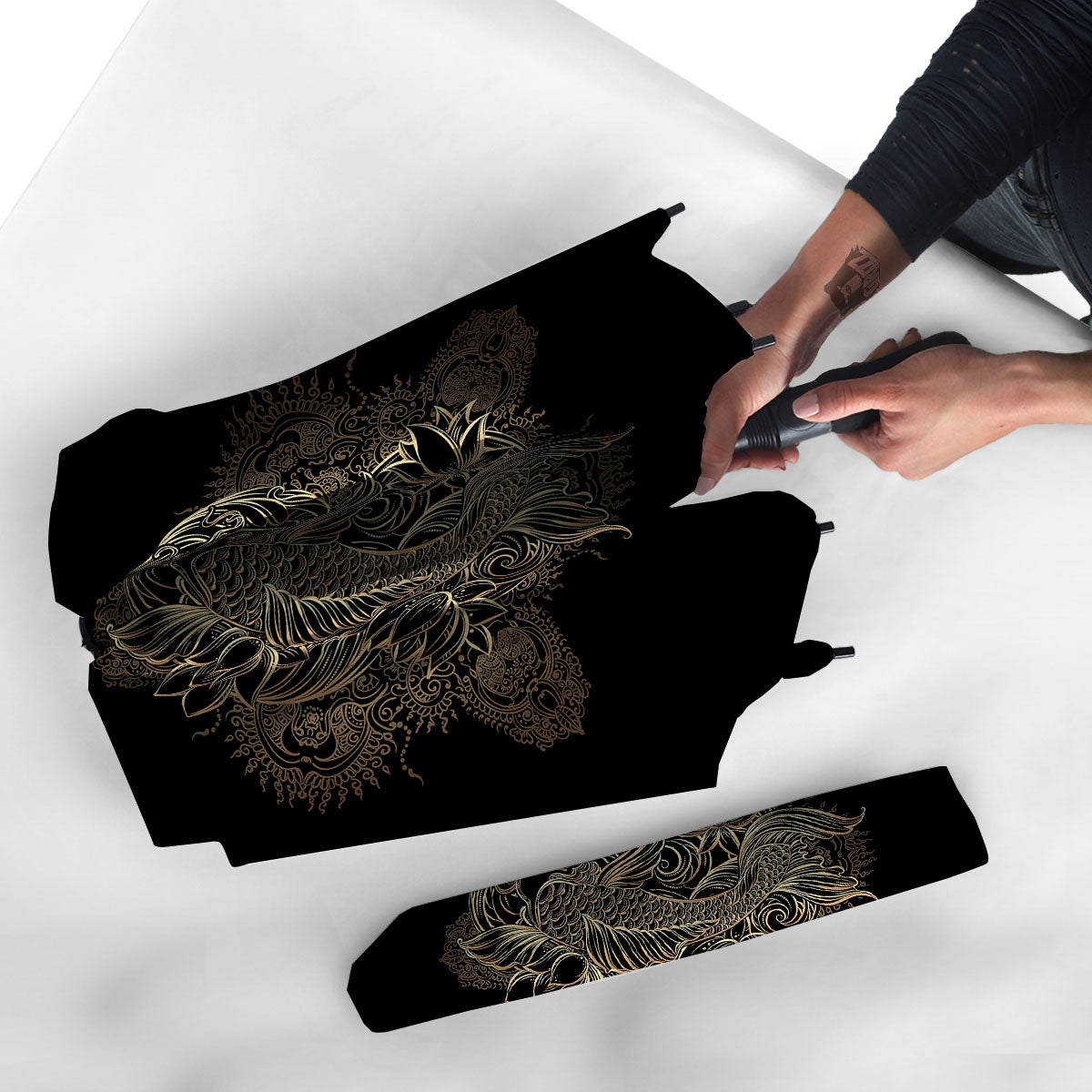 Carp Koi Fish Gold Print Umbrella-grizzshop