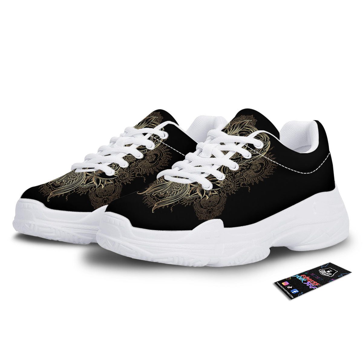 Carp Koi Fish Gold Print White Chunky Shoes-grizzshop