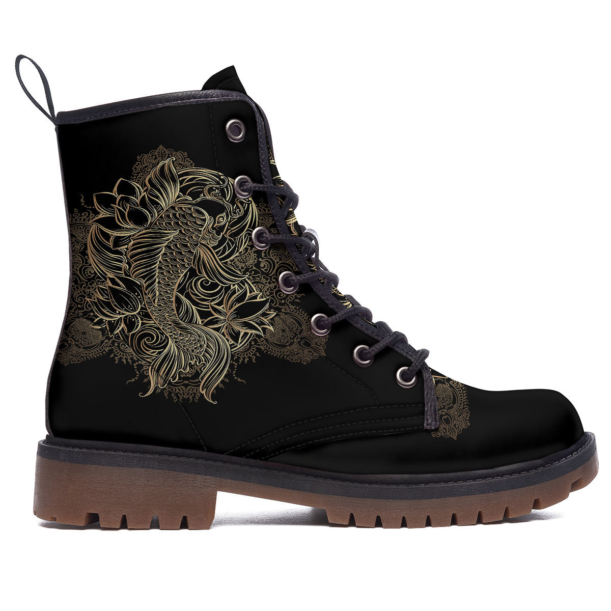 Carp Koi Fish Gold Print Work Boots-grizzshop
