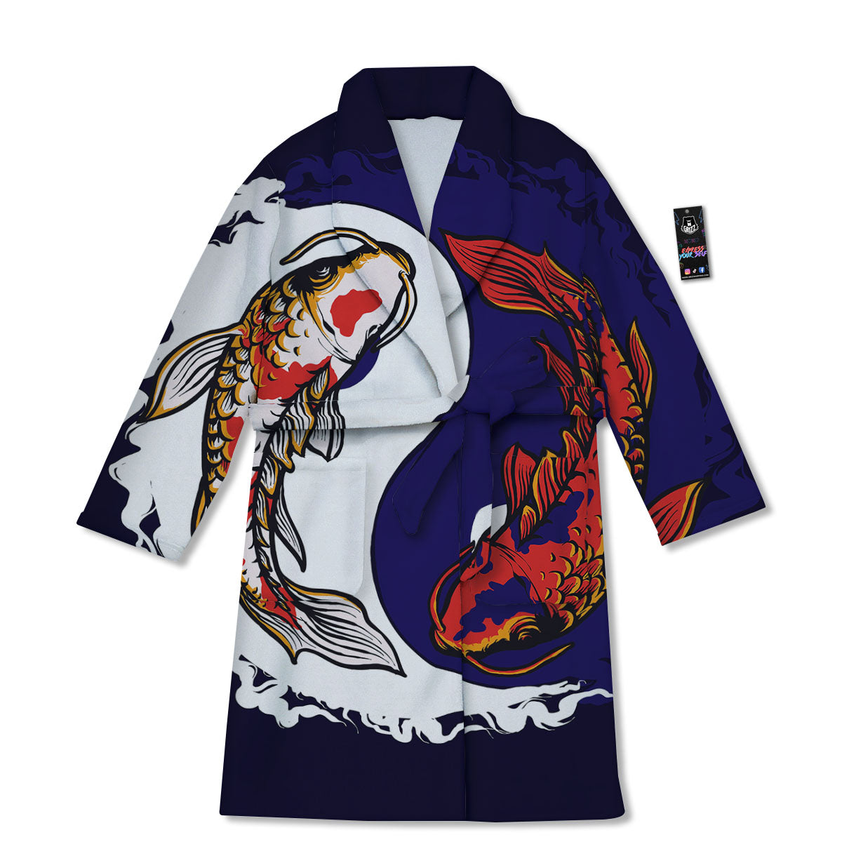 Carp Koi Fish Yin And Yang Print Bathrobe-grizzshop
