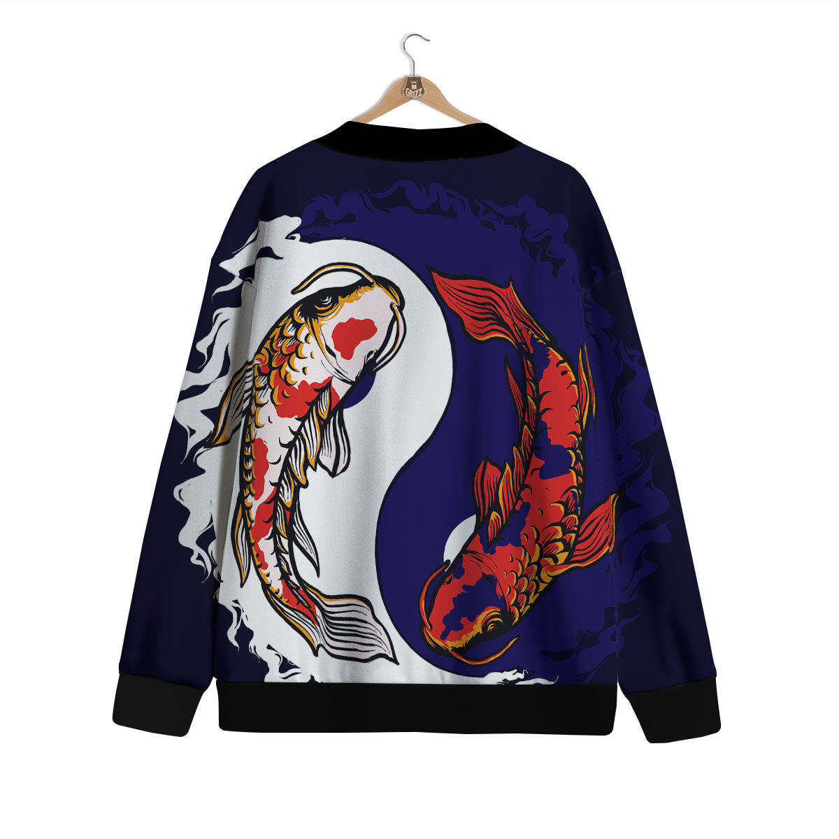Carp Koi Fish Yin And Yang Print Cardigan-grizzshop