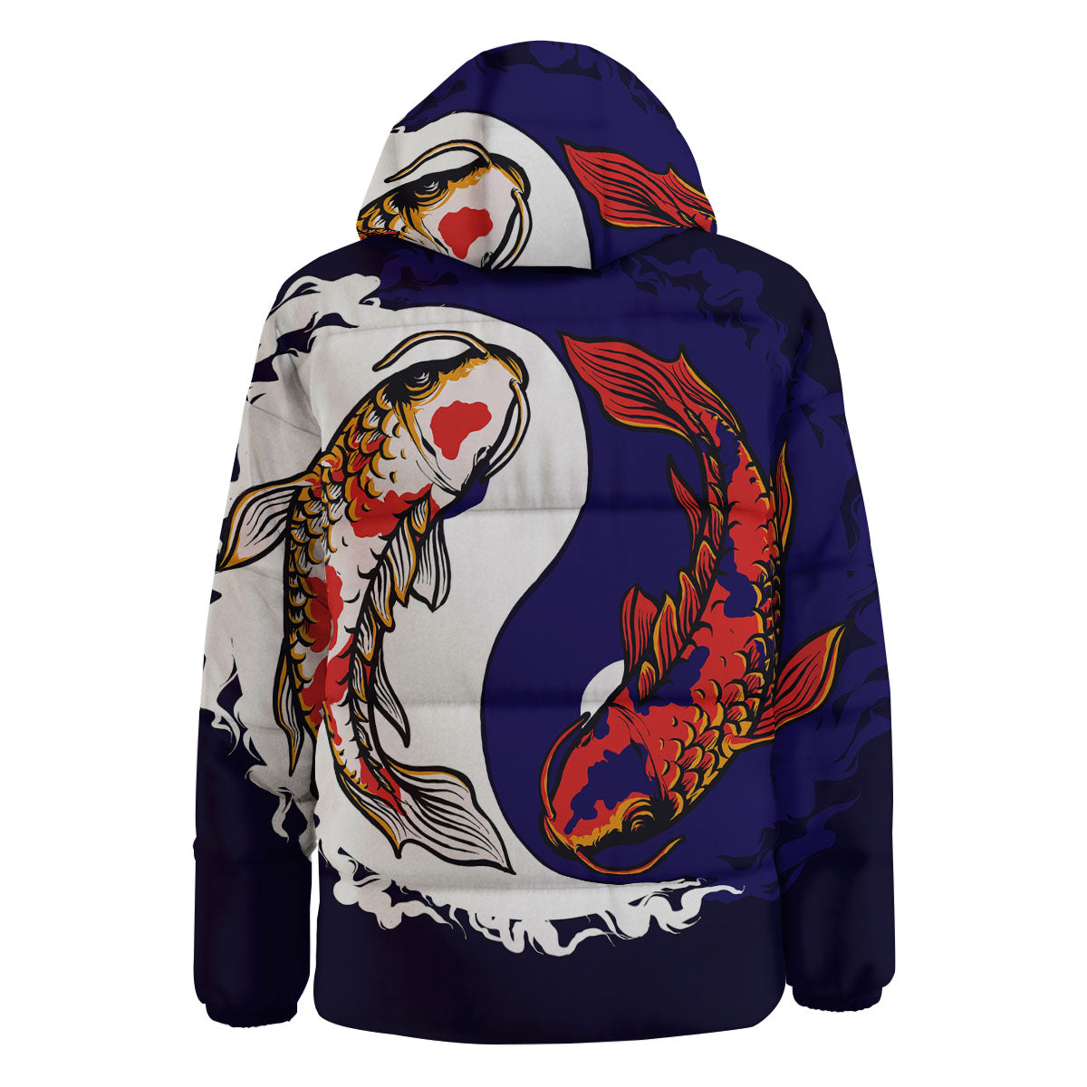 Carp Koi Fish Yin And Yang Print Down Jacket-grizzshop