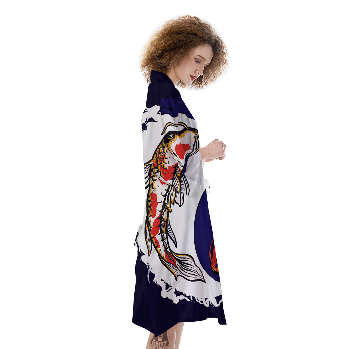 Carp Koi Fish Yin And Yang Print Kimono-grizzshop