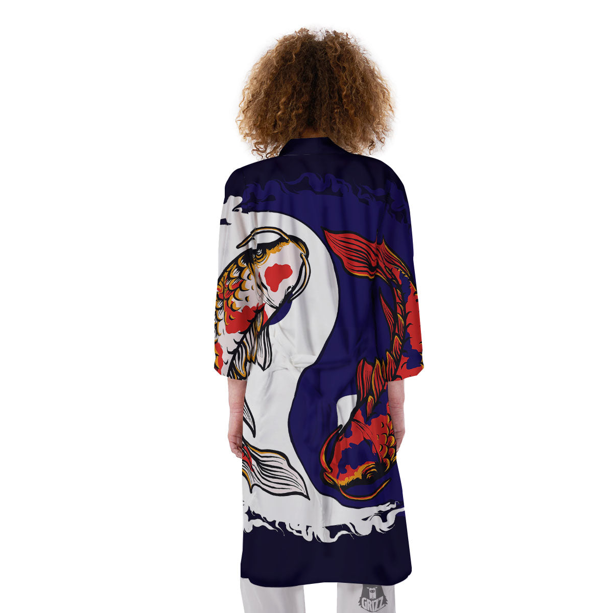 Carp Koi Fish Yin And Yang Print Kimono-grizzshop