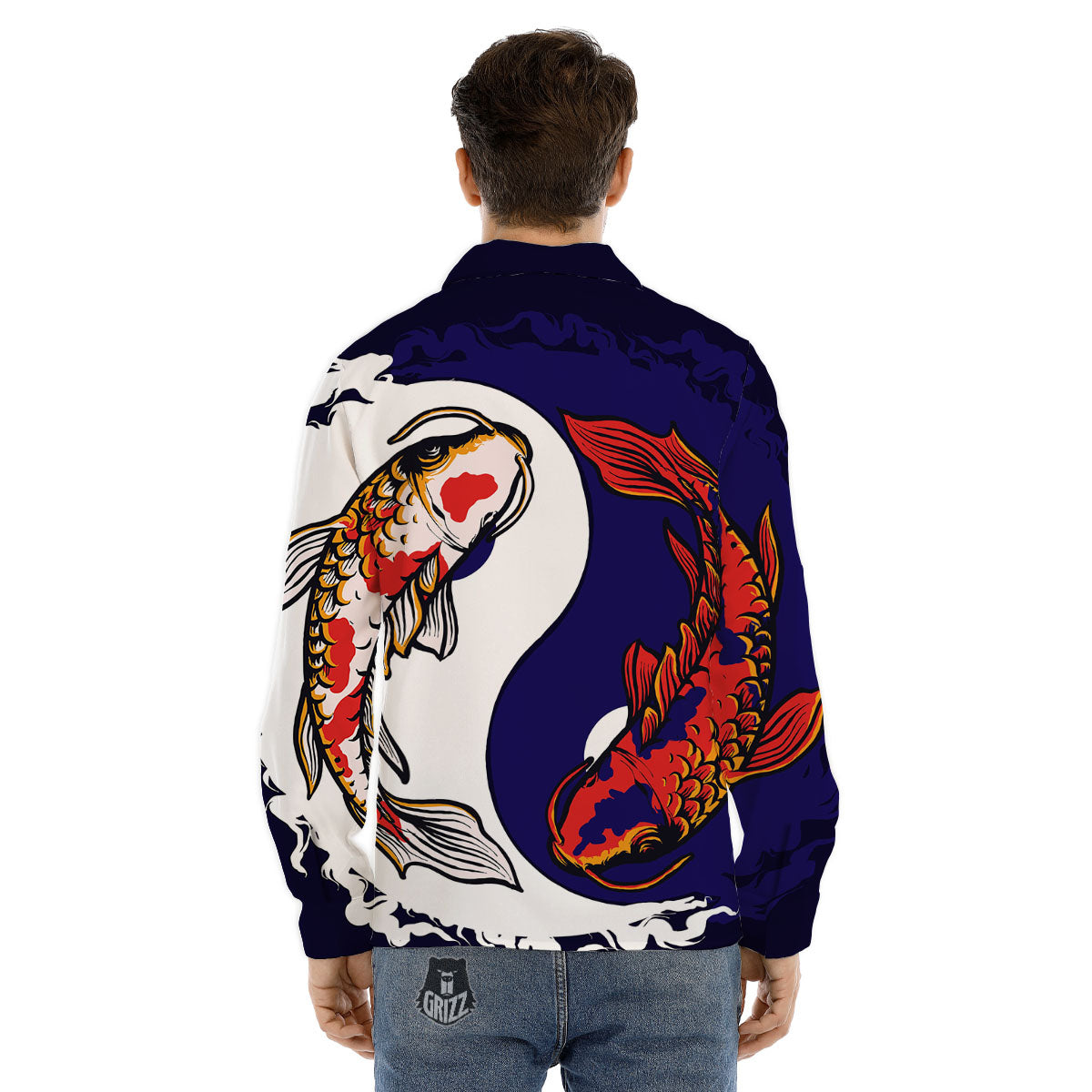 Carp Koi Fish Yin And Yang Print Men's Dress Shirts-grizzshop