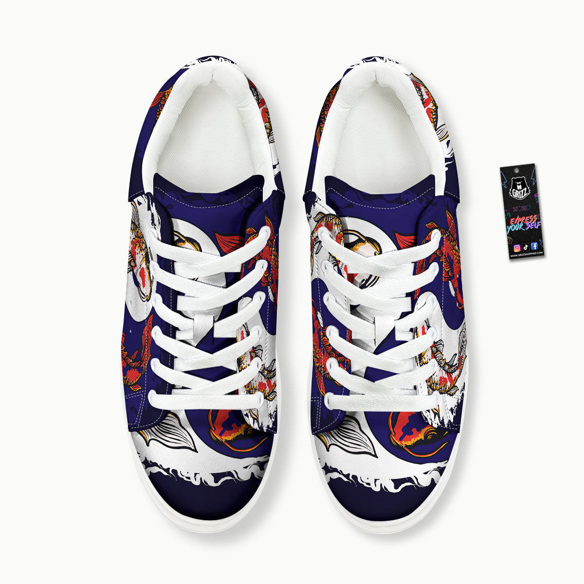 Carp Koi Fish Yin And Yang Print Platform Shoes-grizzshop