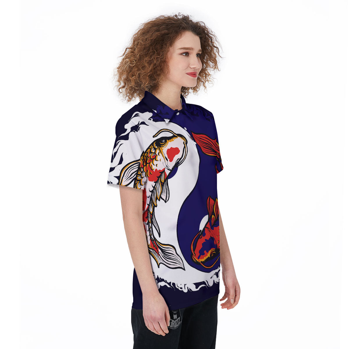 Carp Koi Fish Yin And Yang Print Women's Golf Shirts-grizzshop