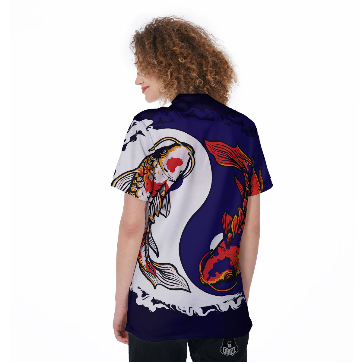 Carp Koi Fish Yin And Yang Print Women's Golf Shirts-grizzshop