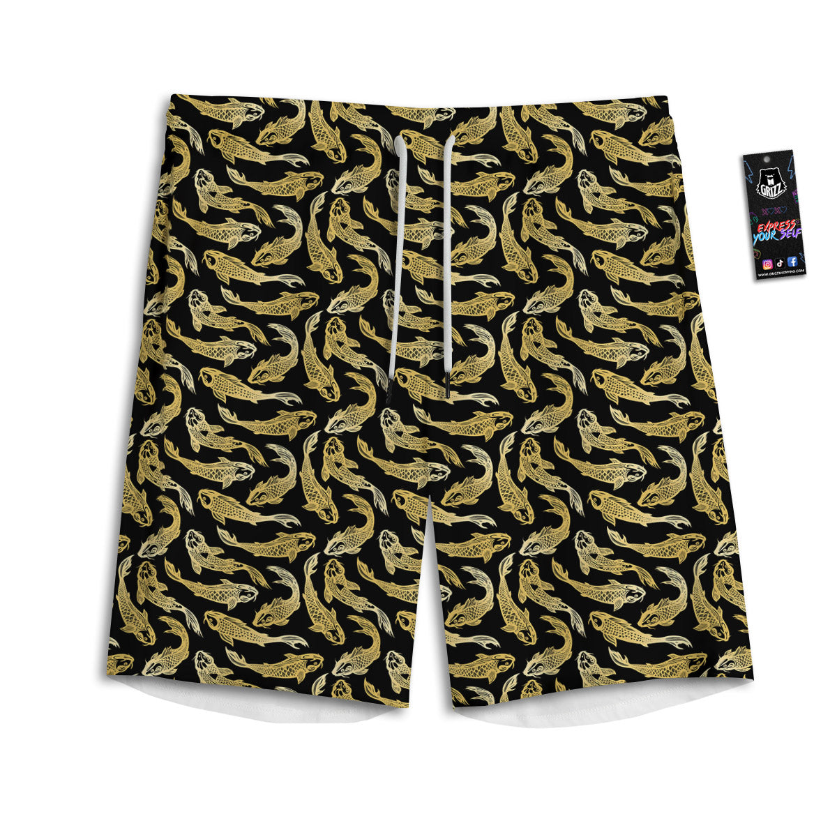 Carp Koi Golden Chinese Print Pattern Men's Athletic Shorts