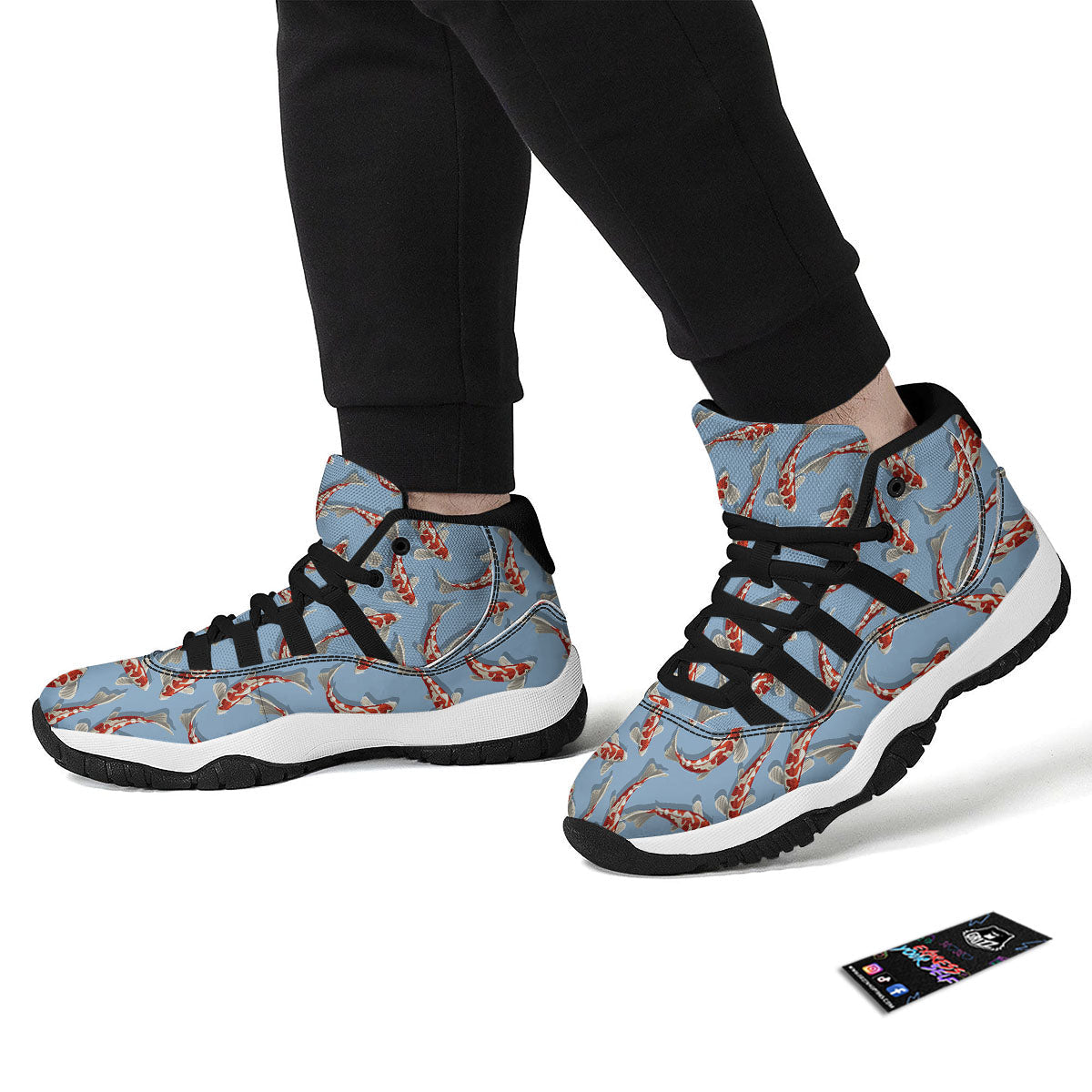Carp Koi Print Pattern Black Bball Shoes-grizzshop